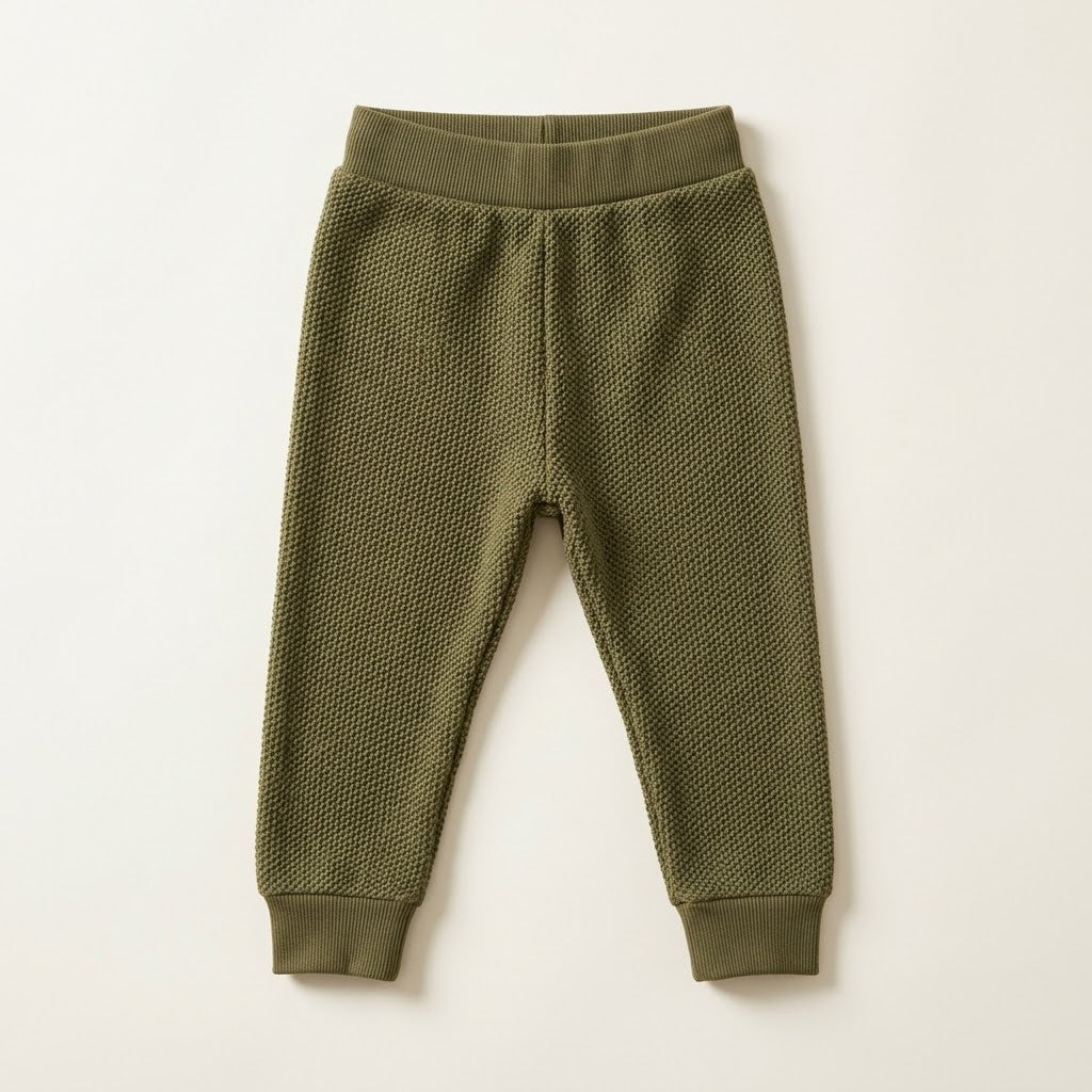 Colorblock Seed-Stitch Knit Sweater & Pants Set – Olive
