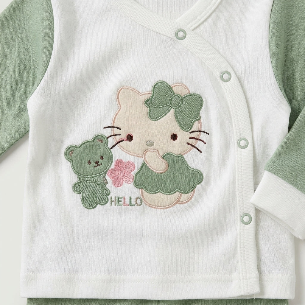 Kitten Bow Kimono 3-Piece Set