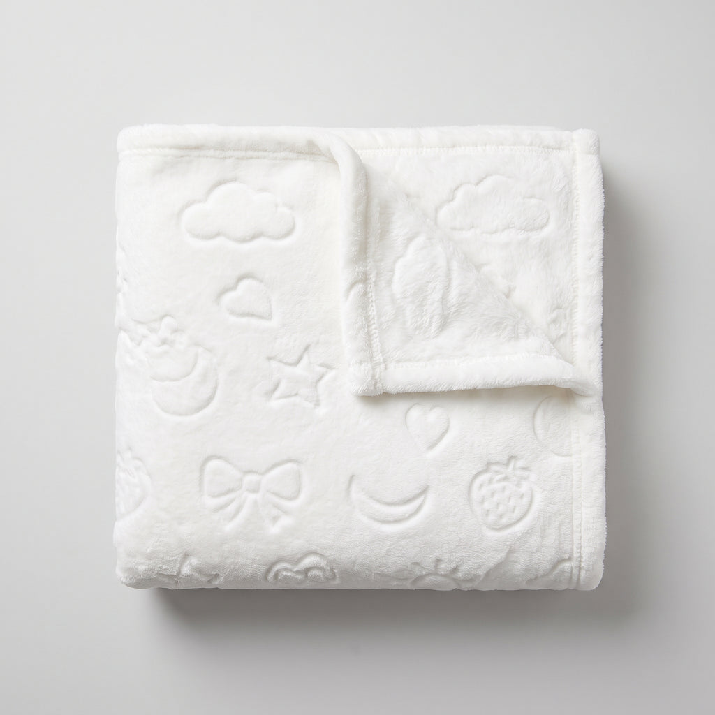 Super Soft Embossed Baby Blanket – White (Medium)