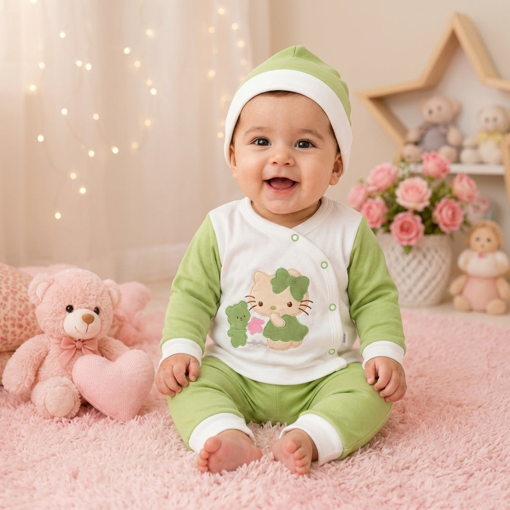 Kitten Bow Kimono 3-Piece Set
