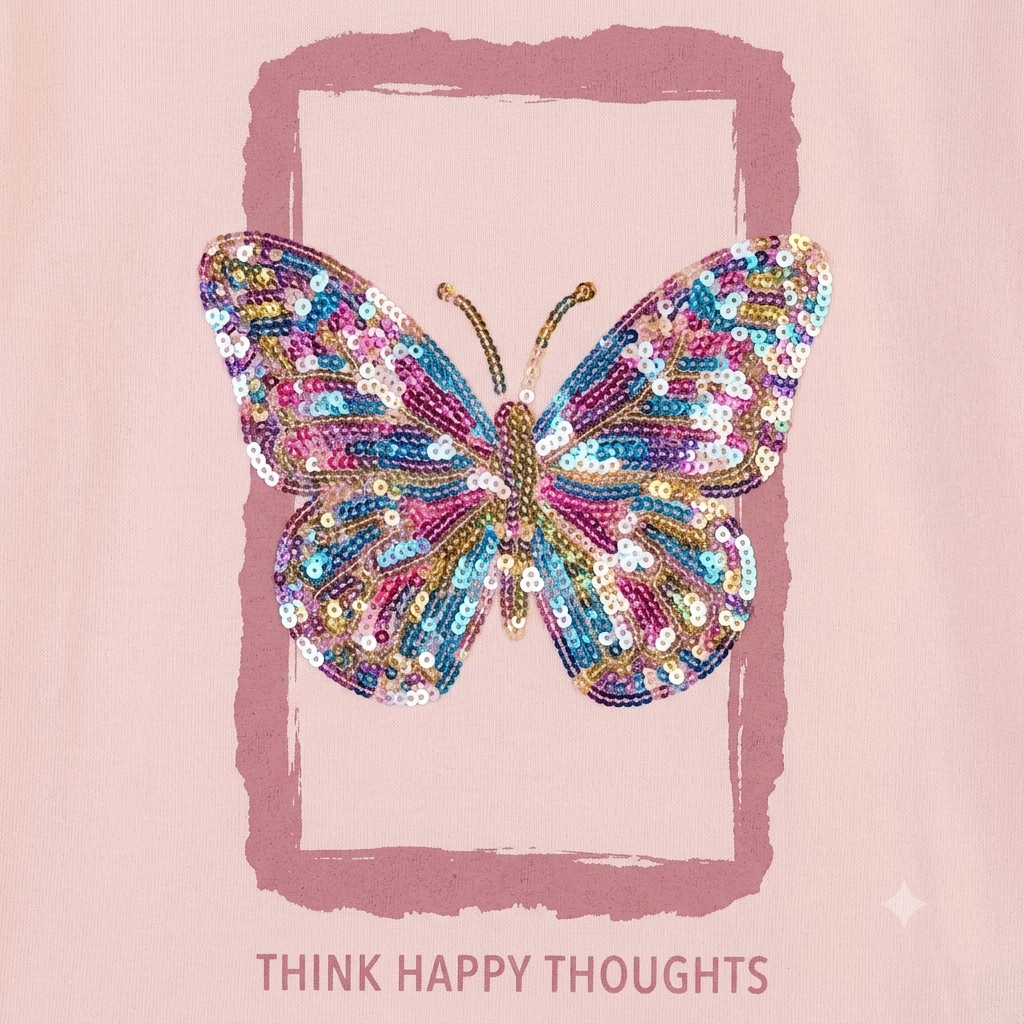 Butterfly Rib Tee – Blush Pink