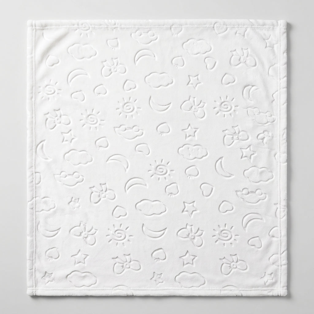 Super Soft Embossed Baby Blanket – White (Medium)