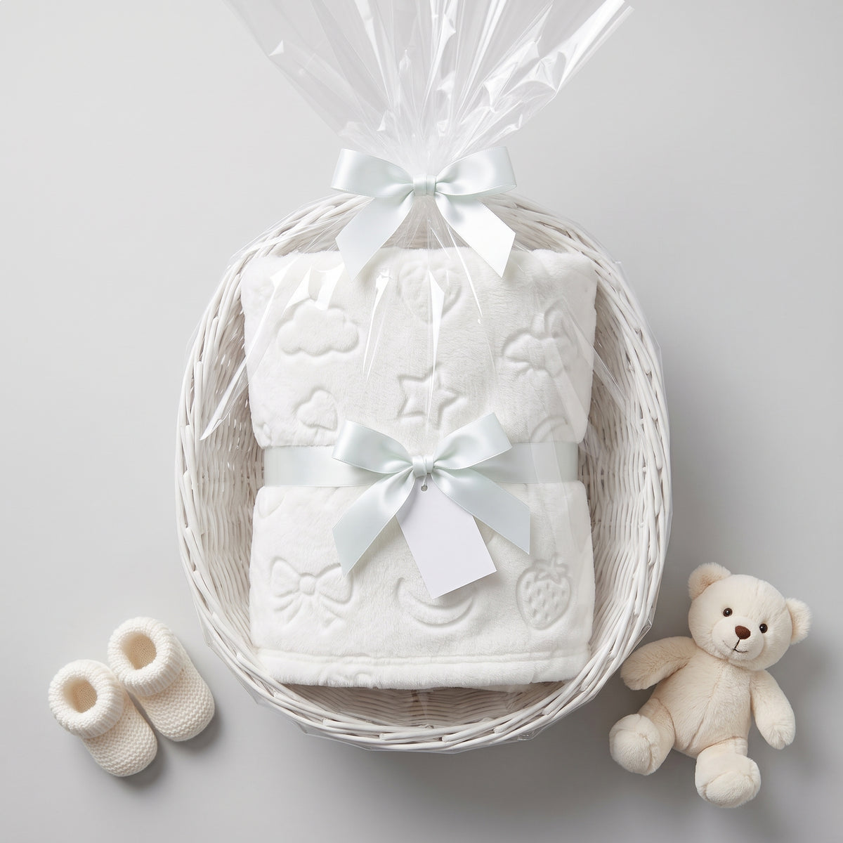 Super Soft Embossed Baby Blanket – White (Medium)