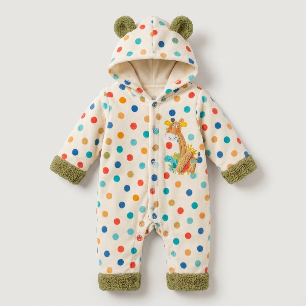 Polka Dot Giraffe Hooded Pramsuit