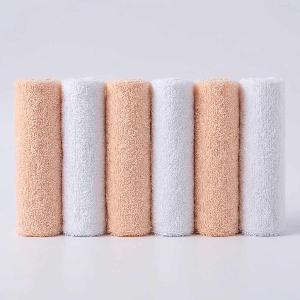 Love You Peach Hooded Towel + 6 Washcloths Set