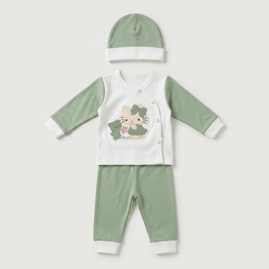 Kitten Bow Kimono 3-Piece Set