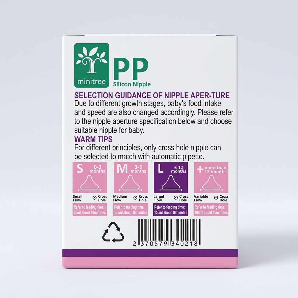 Minitree PP Silicone Feeding Nipple 2-Pack