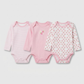 Strawberry Patch Pack of 3 Long Sleeve Bodysuits