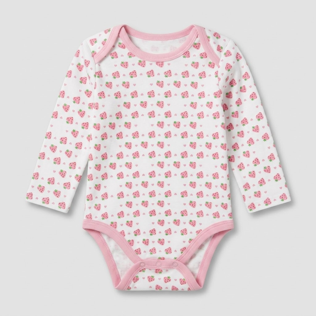 Strawberry Patch Pack of 3 Long Sleeve Bodysuits