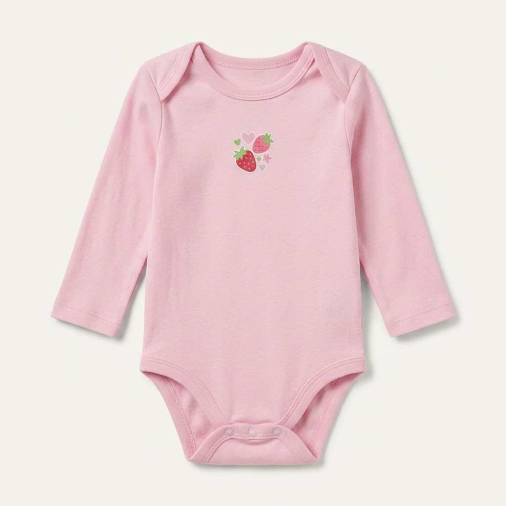Strawberry Patch Pack of 3 Long Sleeve Bodysuits