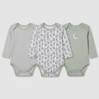 Sleepy Teddy Pack of 3 Long Sleeve Bodysuits