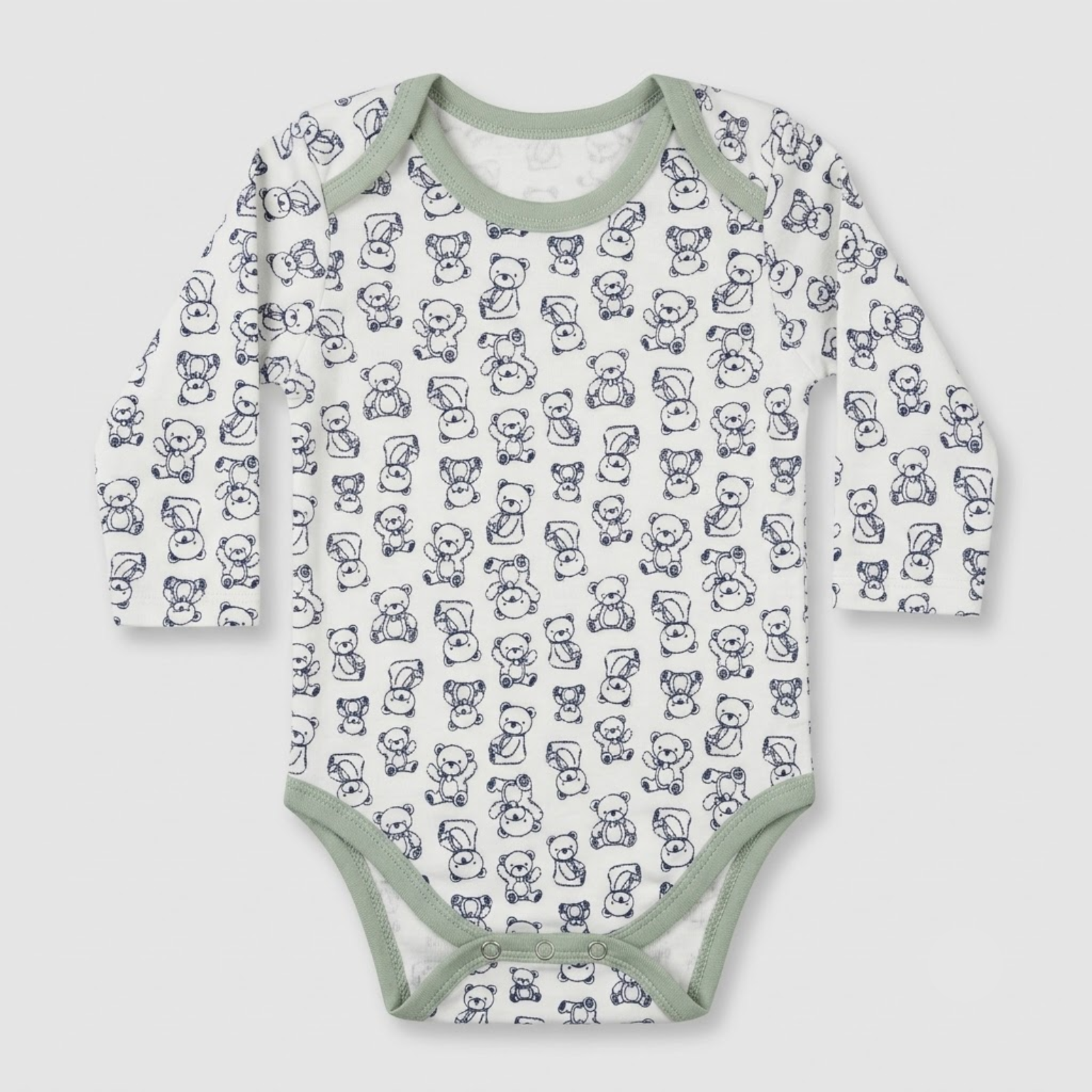 Sleepy Teddy Pack of 3 Long Sleeve Bodysuits