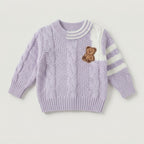 Teddy Patch Cable Knit Sweater Set