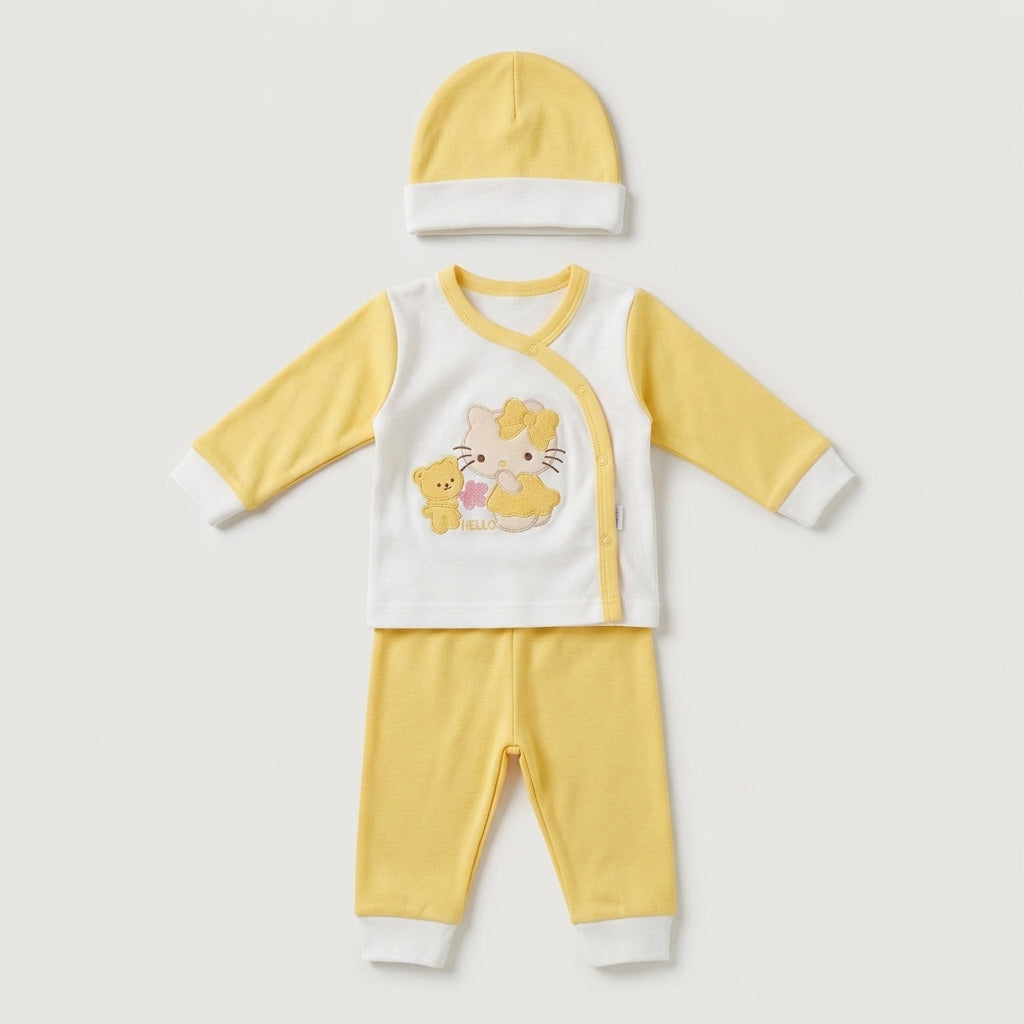 Kitten Bow Kimono 3-Piece Set