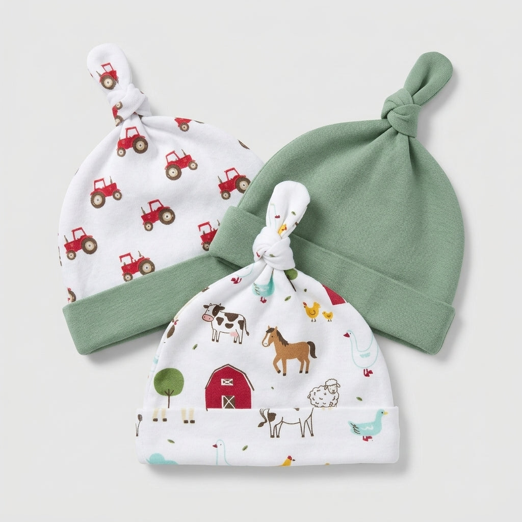 Farm Friends 3-Pack Knot Caps