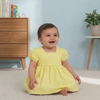 Sunshine Puff-Sleeve Tie-Back Dress