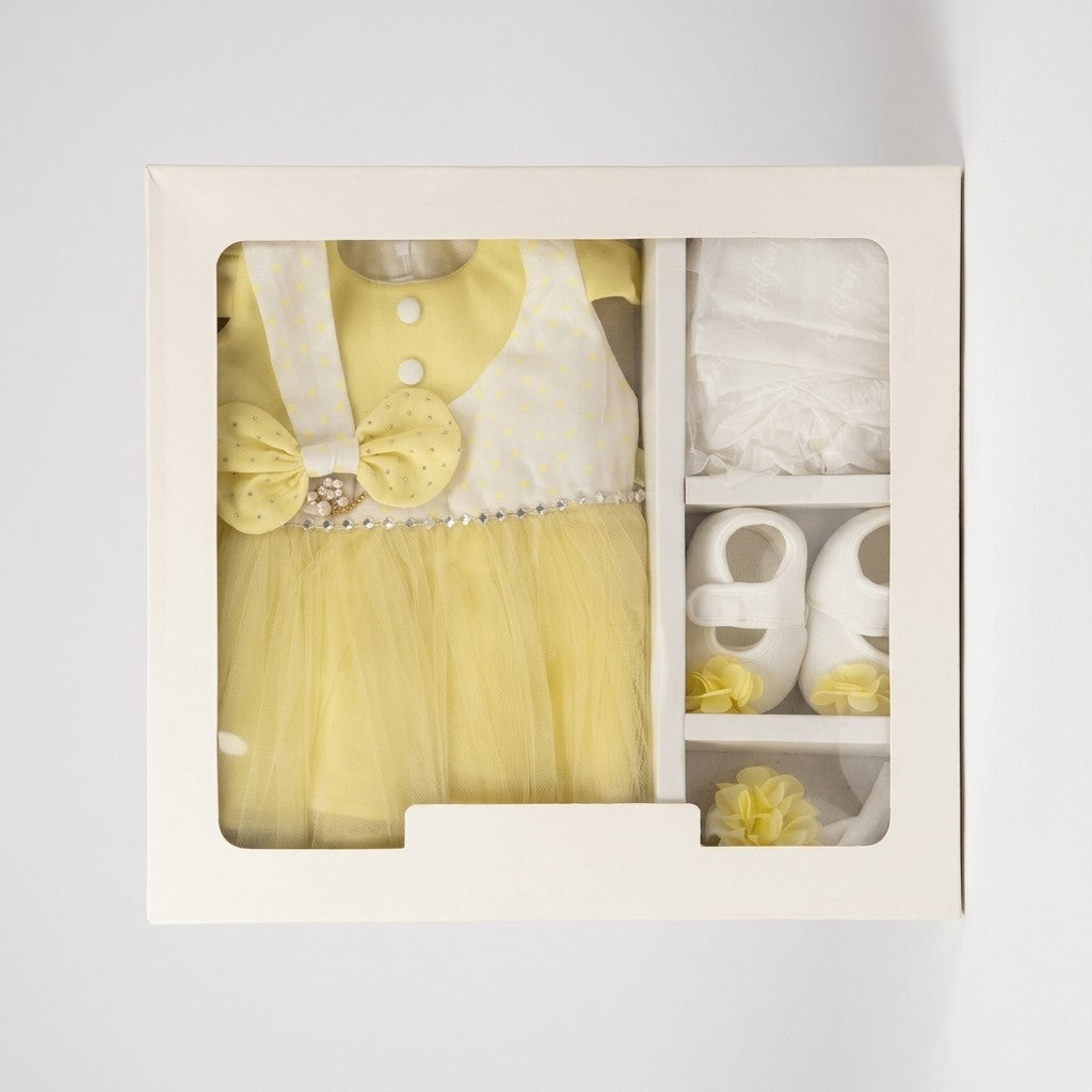 Sunshine Bow Polka Dot Dress Gift Set