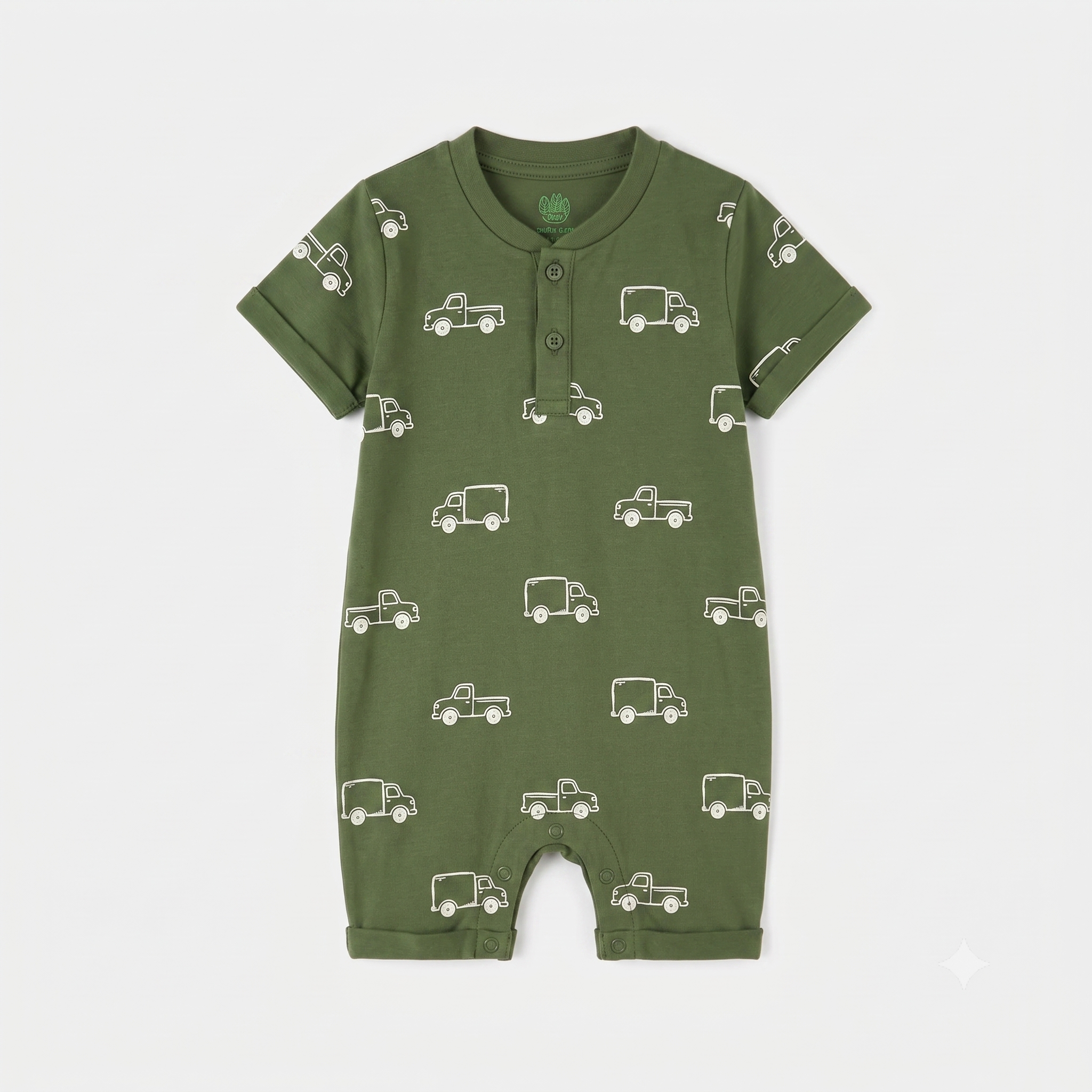 Little Truck Romper – Army Green
