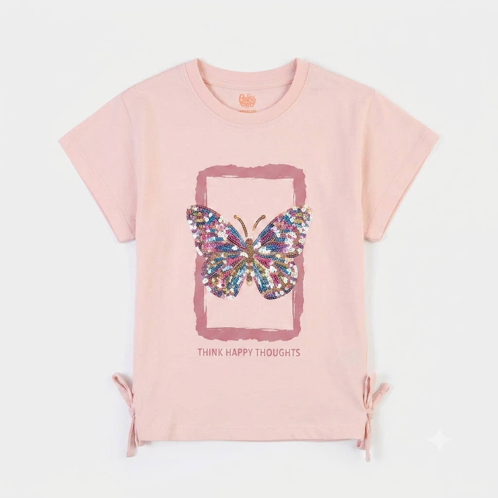 Butterfly Rib Tee – Blush Pink