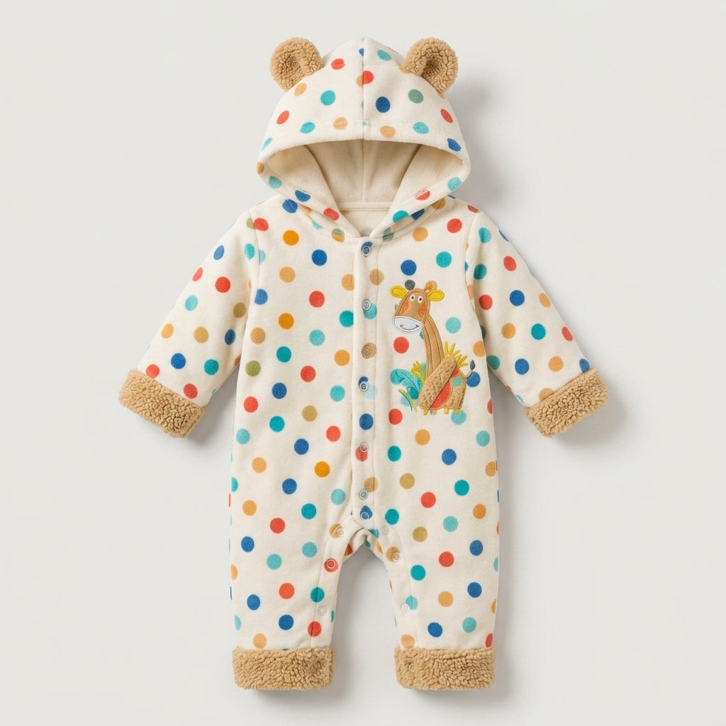 Polka Dot Giraffe Hooded Pramsuit