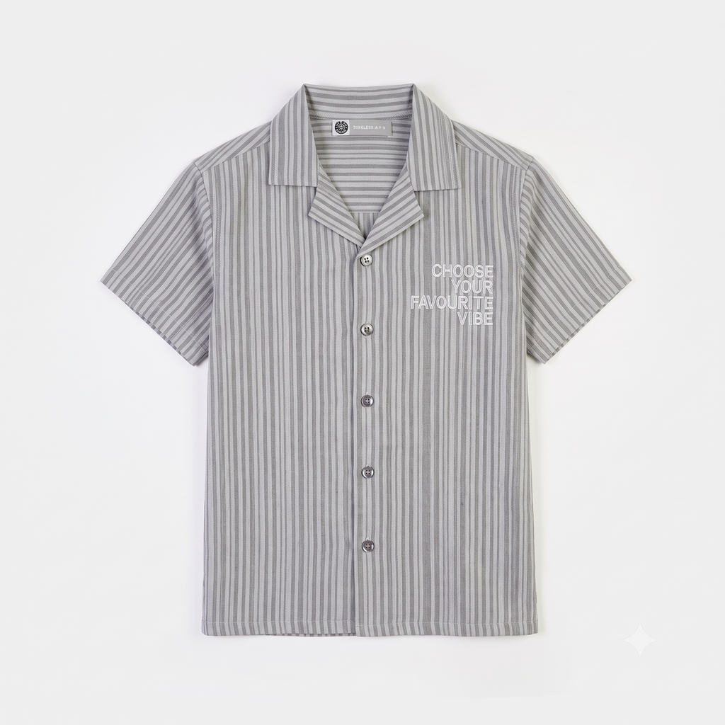 Choose Your Vibe Stripe Shirt – Grey