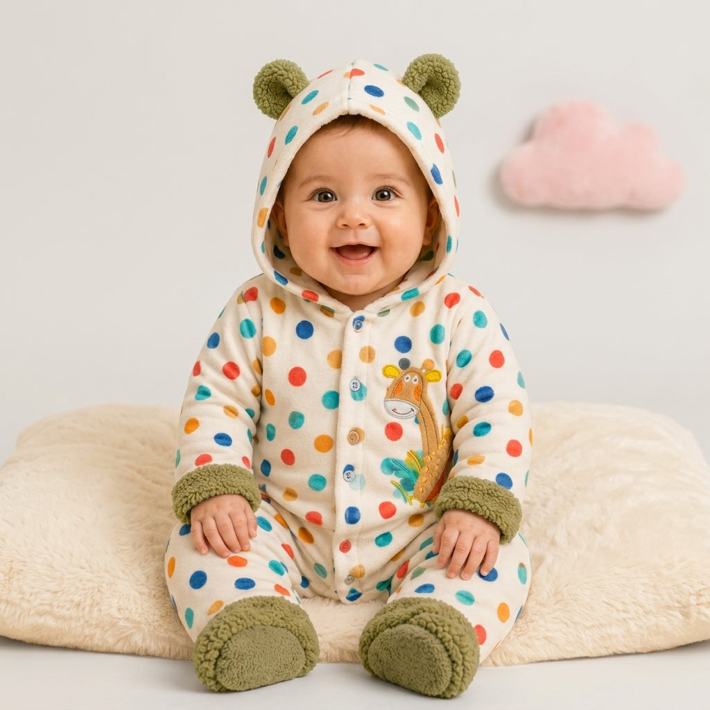 Polka Dot Giraffe Hooded Pramsuit