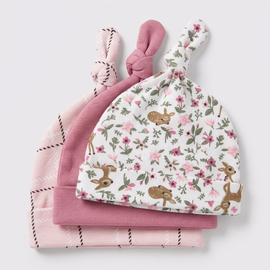 Fawn & Floral 3-Pack Knot Caps
