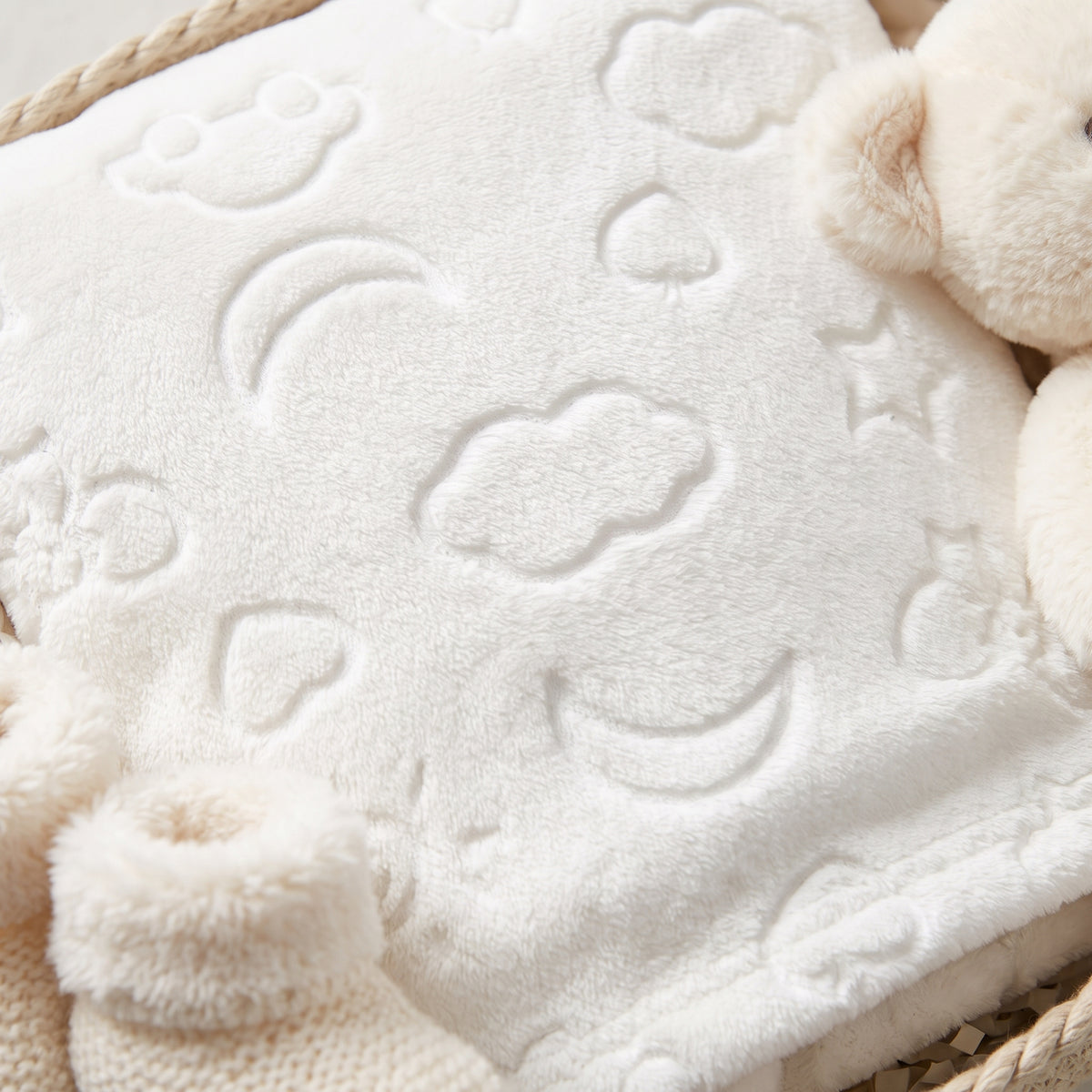 Super Soft Embossed Baby Blanket – White (Medium)
