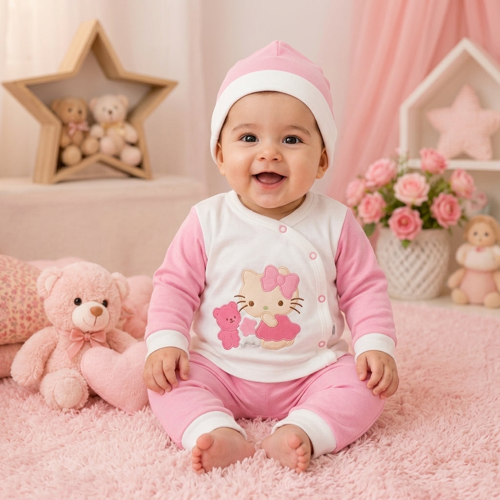 Kitten Bow Kimono 3-Piece Set