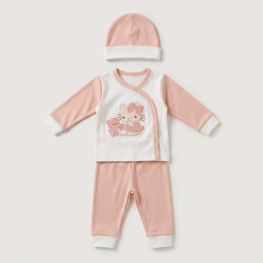 Kitten Bow Kimono 3-Piece Set