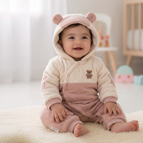 Available on Demand - Teddy Thermal Hooded Romper