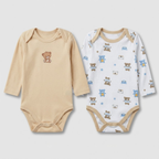 Teddy Bear & Cars Pack of 2 Long Sleeve Bodysuits