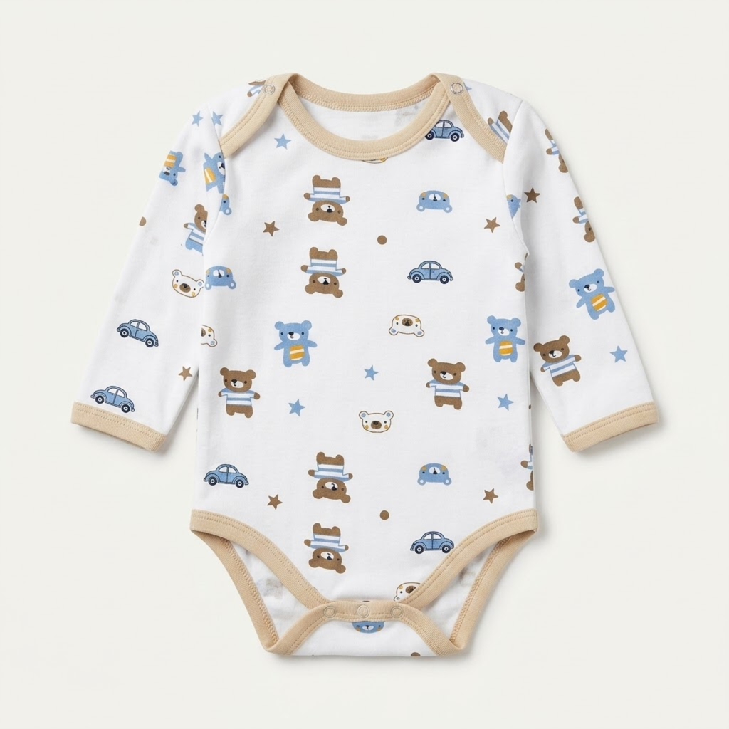 Teddy Bear & Cars Pack of 2 Long Sleeve Bodysuits