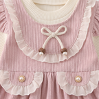 Pearl Bow Corduroy Pinafore Set