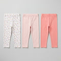 Baby Girls Leggings Set – Pack of 3 (Floral, Blush Pink, Coral)