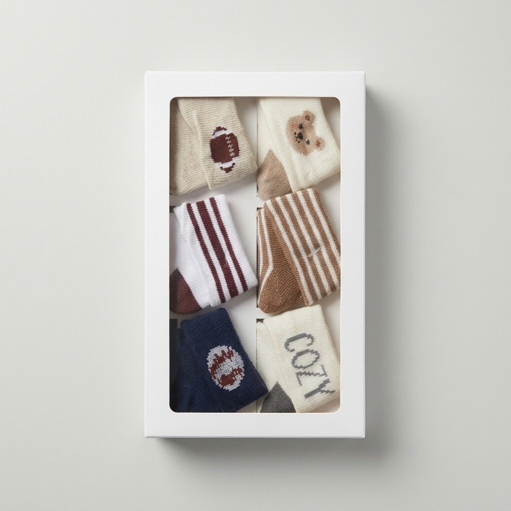 Baby Boys Socks Gift Set – 6 Pairs in Gift Box