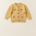 Mushroom Knit Cardigan & Ribbed Leggings Set – Mustard