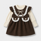 Pearl Bow Corduroy Pinafore Set