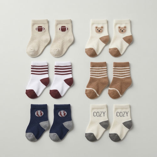 Baby Boys Socks Gift Set – 6 Pairs in Gift Box