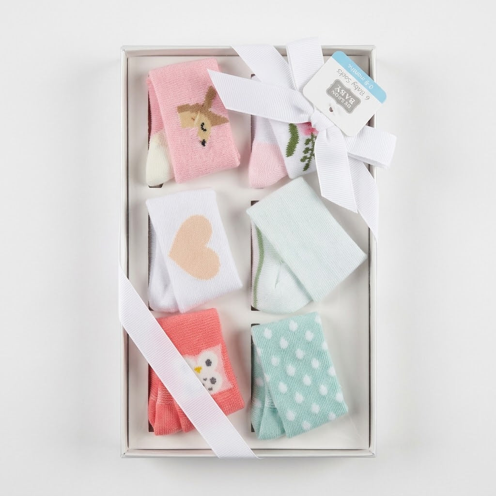 Woodland & Floral 6-Pack Baby Socks Gift Set