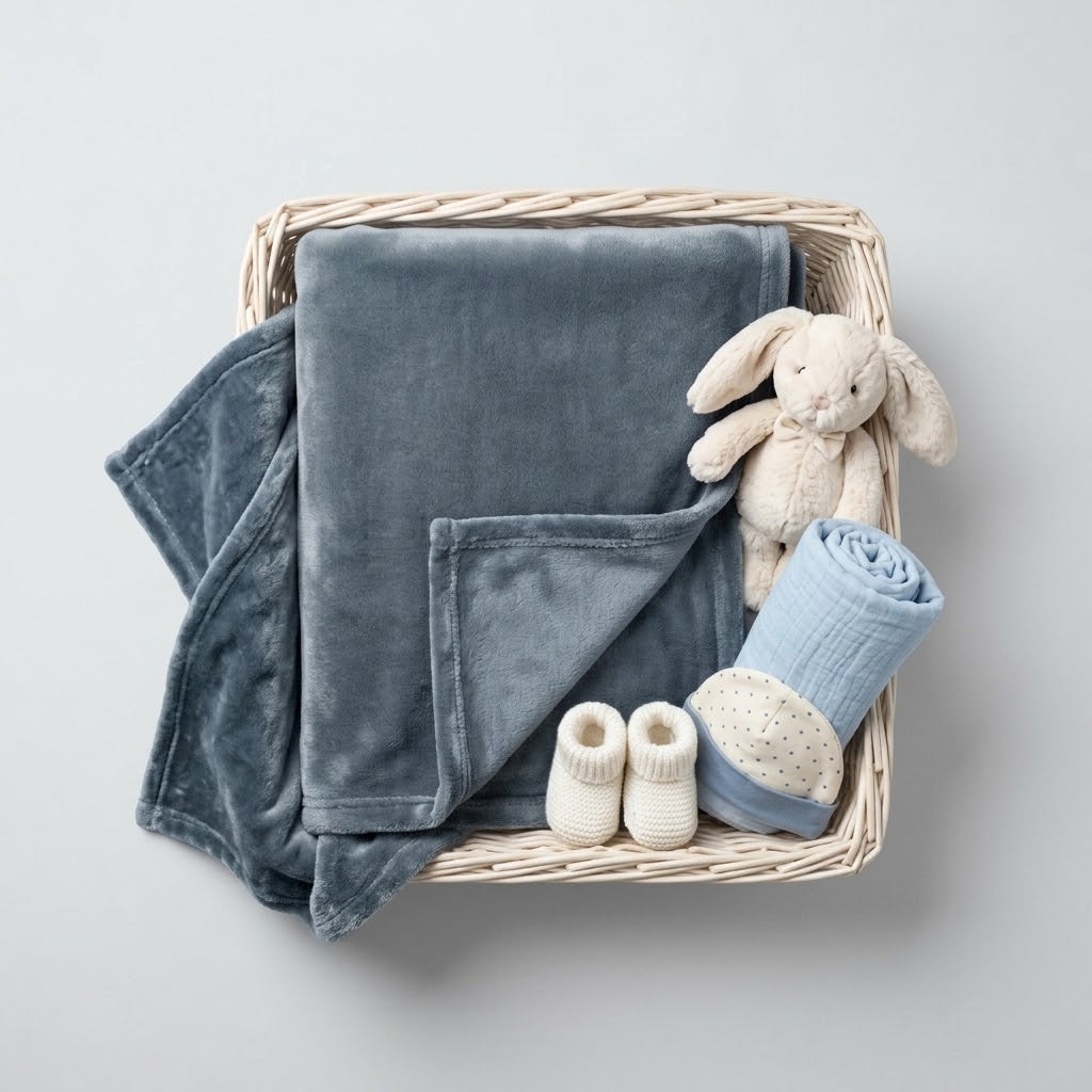 Super Soft Rabbit Baby Blanket – Slate Blue (Large)