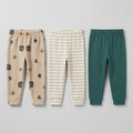Baby Boys Trousers Set – Pack of 3 (Football Print, Striped, Teal)