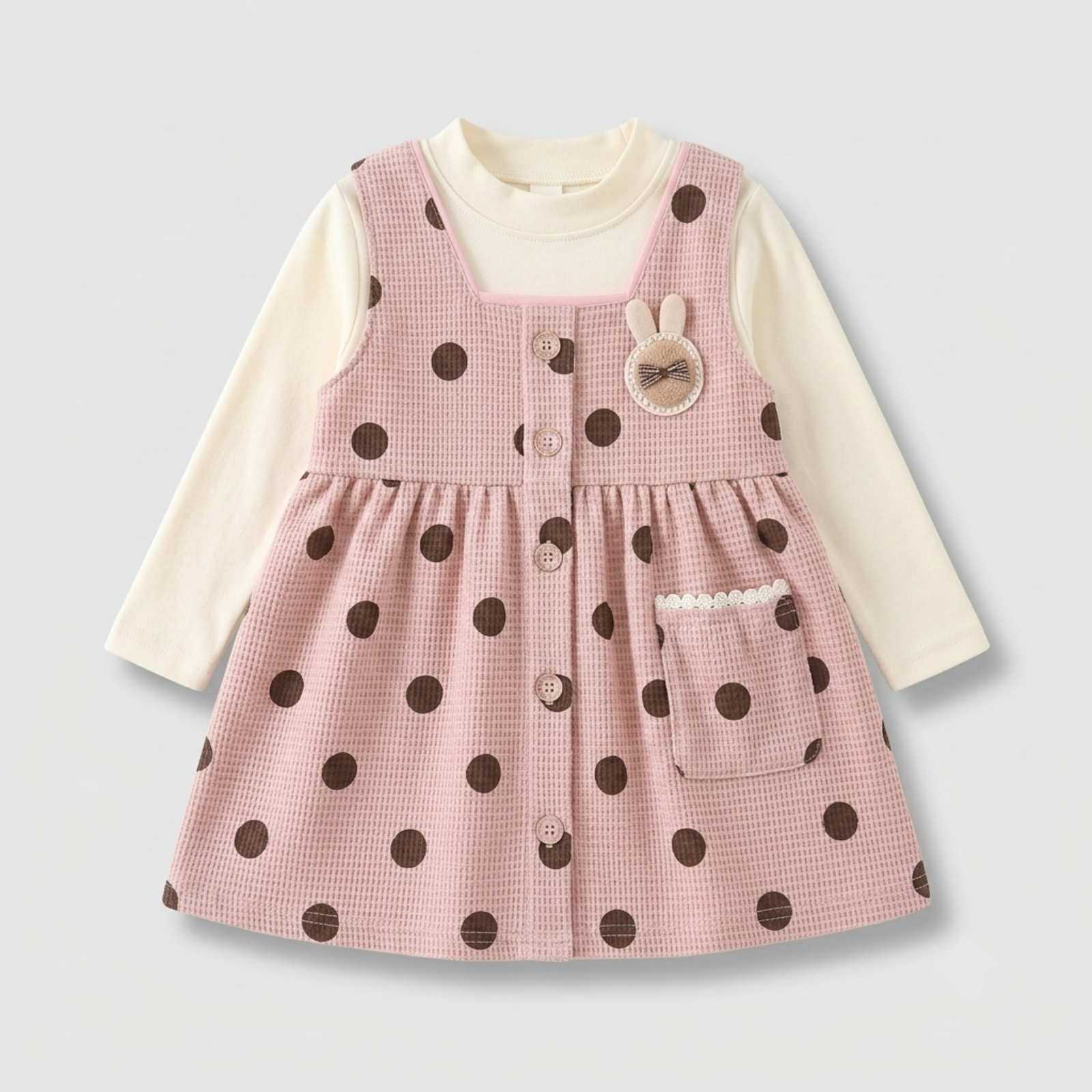 Bunny Patch Polka Dot Pinafore Set
