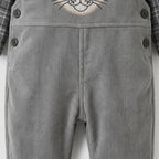 Tiger Face Corduroy Overalls Set