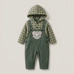 Tiger Face Corduroy Overalls Set