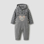 Tiger Face Corduroy Overalls Set