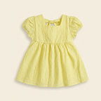 Sunshine Puff-Sleeve Tie-Back Dress